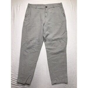 REISS Truce Trouser Men 34Reg (34x28) Gray Linen Cotton Blend Tapered Relaxed
